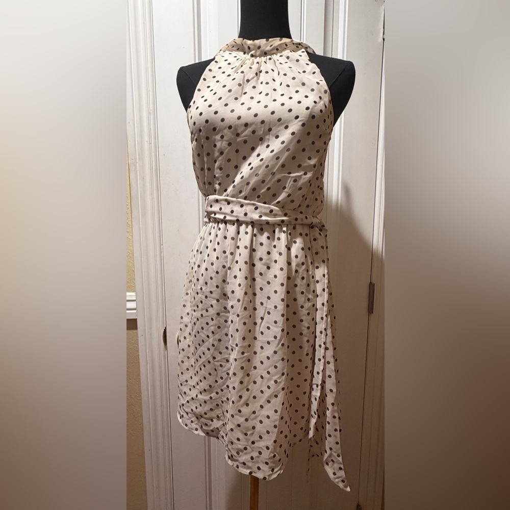 Anthropologie Sweet Pea Cream and Black Polka Dot Dress